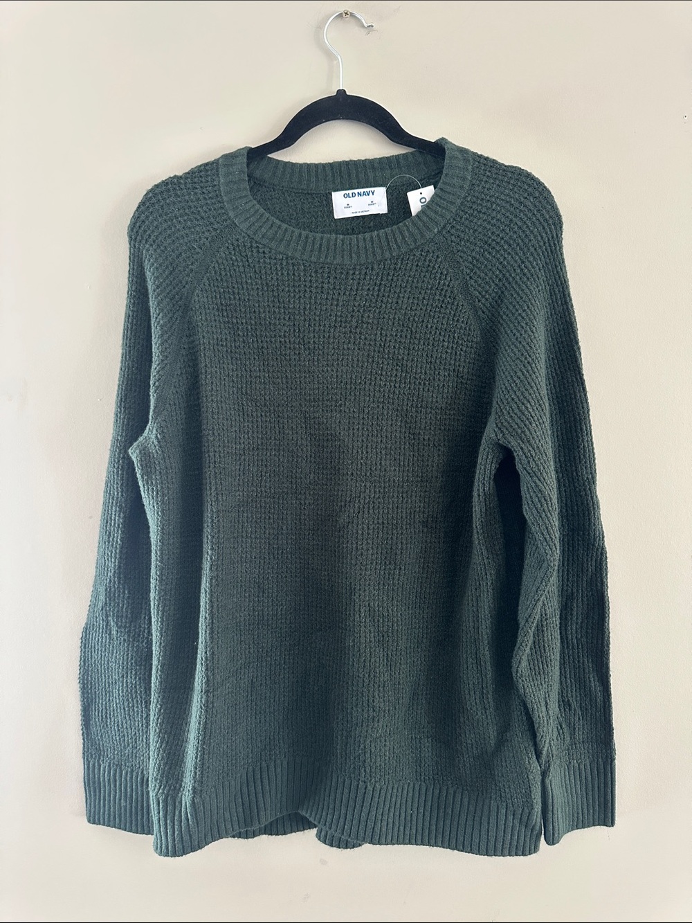 Old Navy Forest Green Crewneck Waffle Knit Sweater